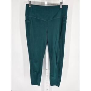 Gaiam Womens Sz L Compression Athletic Leggings w/ Pockets Teal